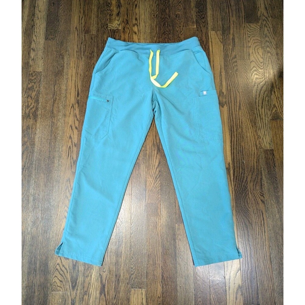 Figs Technical Collection Scrub Pants Yola Yoga Women's L Petite Teal Pockets